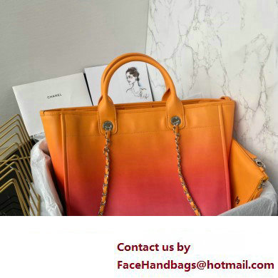 Chanel Shaded Calfskin  &  Silver-Tone Metal Shopping Bag AS3351 Orange 2024